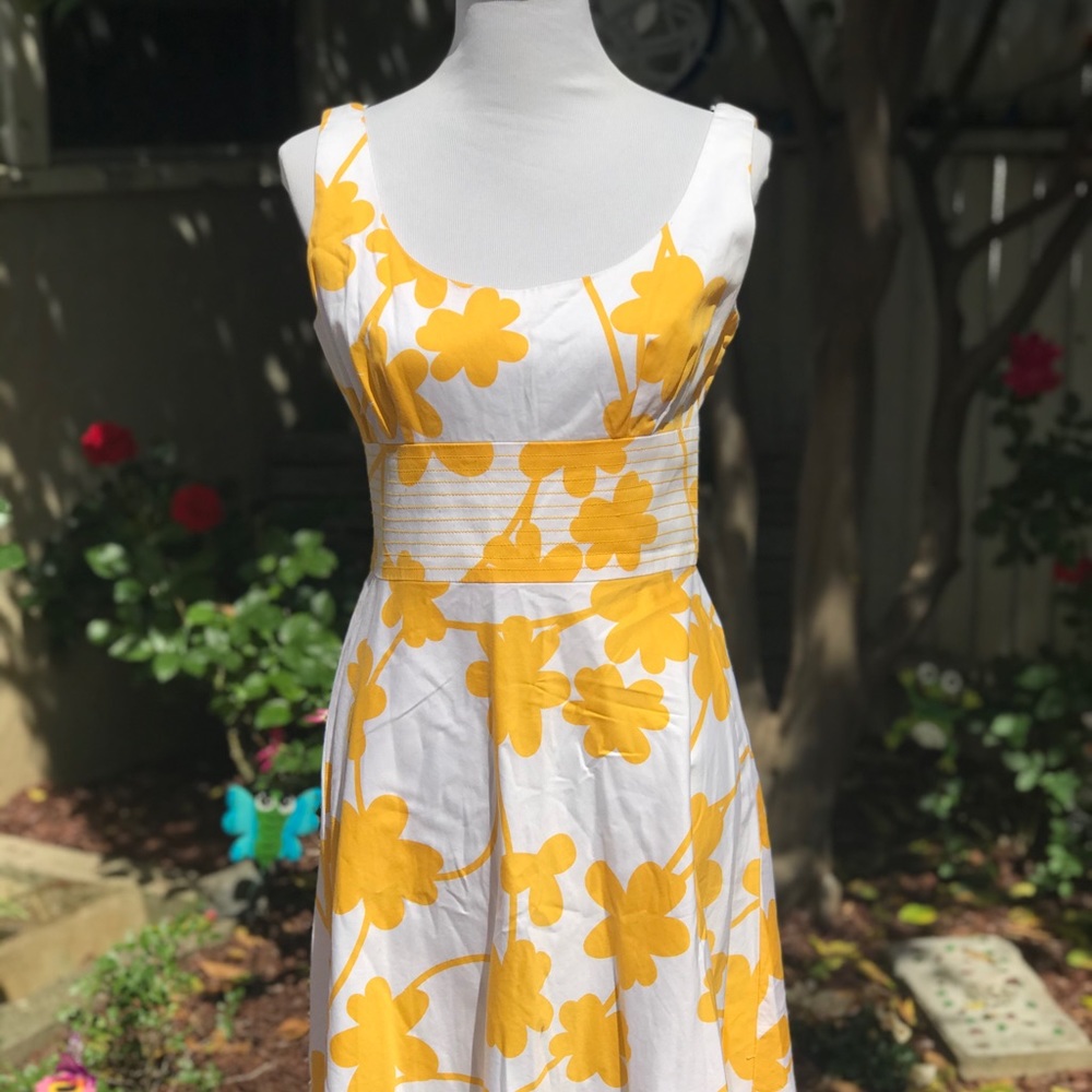 Maggy London Yellow Floral Fit and Flare